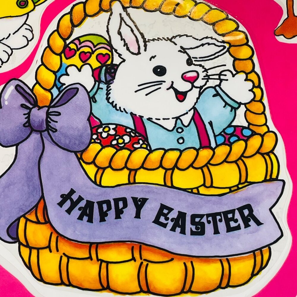 Vintage Easter Reusable Clings Featuring Bunnies & Chicks Color Clings Window - Picture 4 of 9